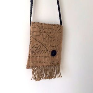 Burlap Purse Shoulder Cross Body Messenger Bag